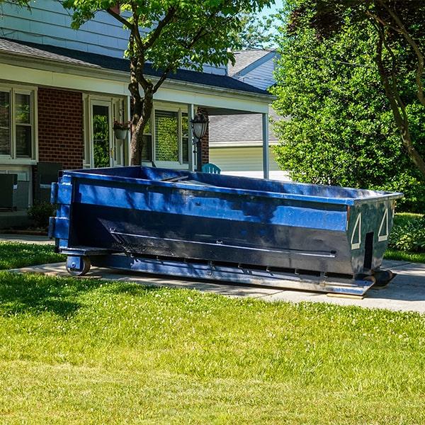 residential dumpsters can be placed on a driveway or yard, but precautions must be required to avoid damage to the property